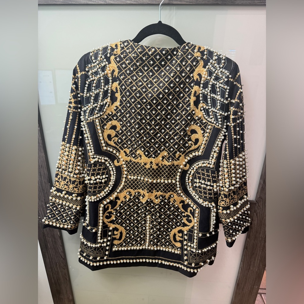 Black & Gold Embellished Blazer Jacket - Picture 4 of 4